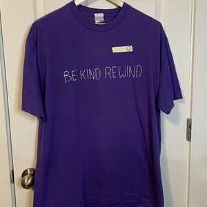 Alstyle Apparel purple ‘Be Kind Rewind’ movie promo graphic tee sz XL *RARE*